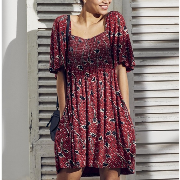 Fat Face | Dresses | Fat Face Alice Flowers Smocked Jersey Dress Brick Red  6 | Poshmark